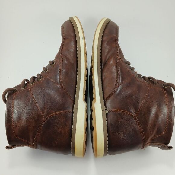 Globalwin Men\'s 9 Brown Leather Mid Ankle Lace up Boot. Faux Fur Lined.......... main image 8